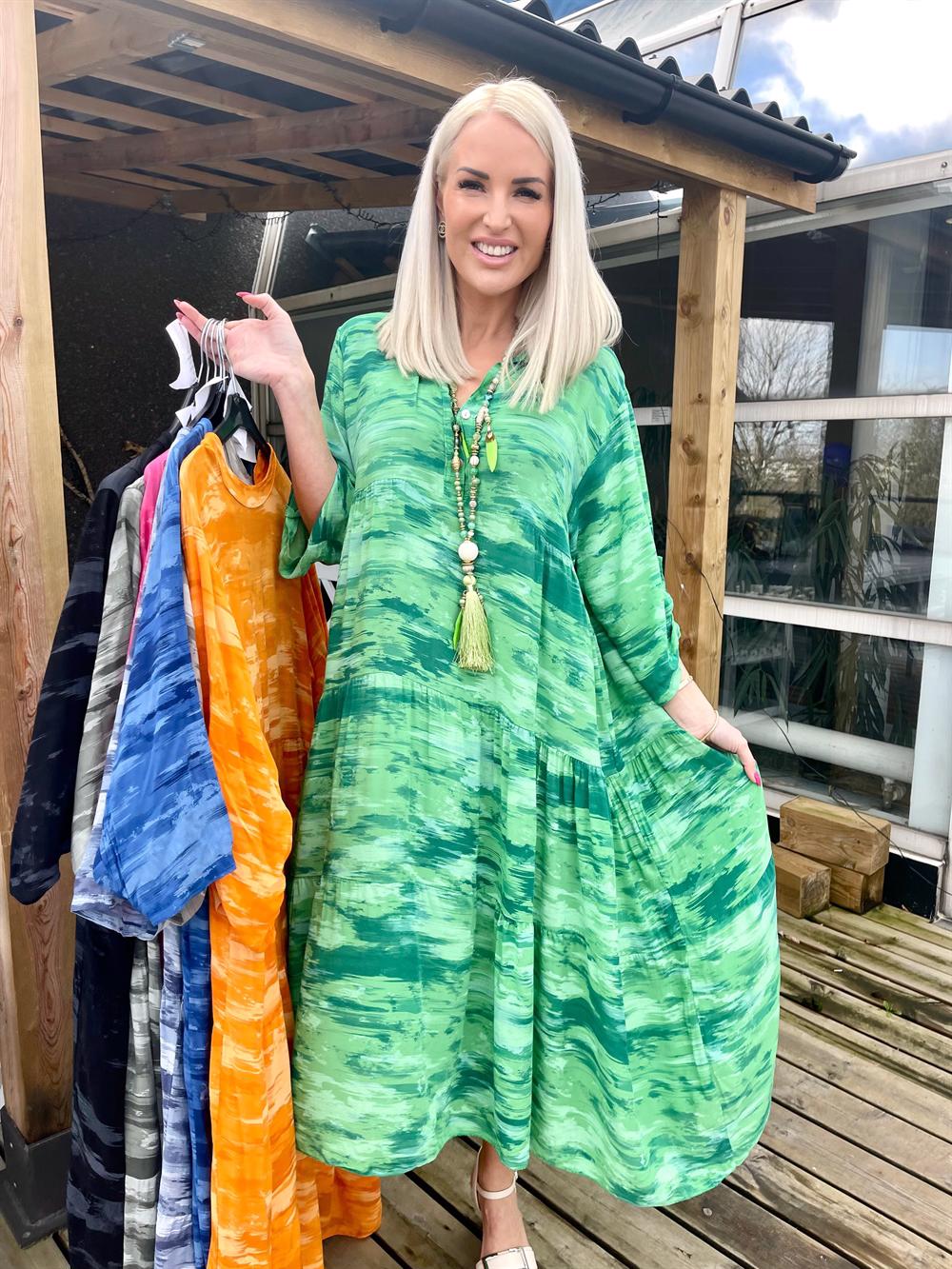 Amal pattern - Skjortekjole i farvet nuancer